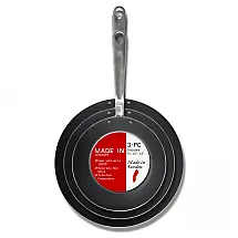Frigideiras Made In Carbon Steel Preta 3 Peças 20 25 30cm Tempero Pré-Aplicado