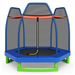 Trampolim DIÁRIO para crianças, trampolins recreativos de 7 pés, trampolim com compartimento de segurança de rede, mini trampolim interno