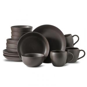 Aparelho de Jantar 16 Peças para 4 Pessoas - Tikooere, Pratos e Tigelas de Cerâmica, Resistente a Arranhões, Seguro para Micro-ondas