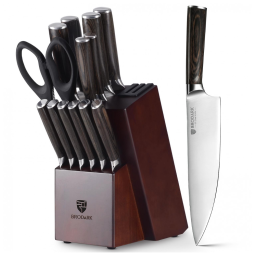 Conjunto de Facas em Aço Inoxidável com Bloco de Bancada, 15 Peças, BRODARK DH CKS H0151 C, Preto