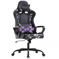 Cadeira Gamer Ergonômica BestOffice Giratória com Suporte Lombar e Apoio de Cabeça, Preta