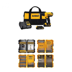 Kit Furadeira e Parafusadeira com Conjunto de Chaves de Fenda 100 Peças, DCD771C2 e DWA2FTS100, DEWALT, Amarelo