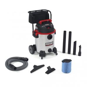 Aspirador de Pó Úmido e Seco em Aço Inoxidável de 60 Litros e Motor de Pico de 6,5CV, 110V 1440W, RIDGID 1610RV, Prata