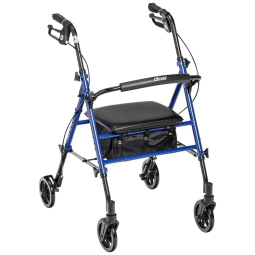 Andador para Idoso Dobrável até 136kg com Alças Ajustáveis e Assento, Drive Medical RTL10261BL, Azul