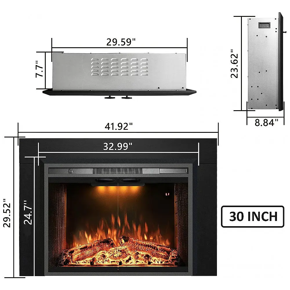 Lareira Elétrica Velaychimney 107x75cm 1500W Insert Embutir Som Chamas 110V — foto 2