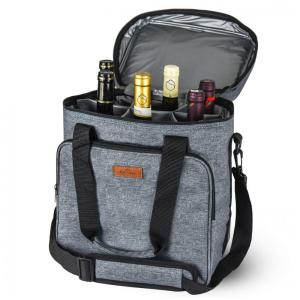 Bolsa Térmica Para Transporte de Vinhos Freshore até 6 Garrafas, Cinza