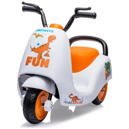 Moto Elétrica Triciclo Infantil com Bateria 6V e Pedal para Crianças de 3 a 6 Anos, PALBYS, Branca