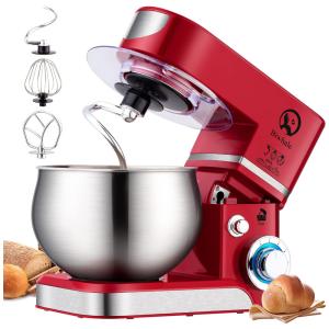 BIWHALE Batedeira de Bancada 6L com 6 Velocidades, Aço Inoxidável, 600W, 110V, Vermelha