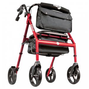 Andador Adulto Idoso Hugo Mobility 700961 com Assento e Bolsa, Suporta até 136 Quilos, Vermelho