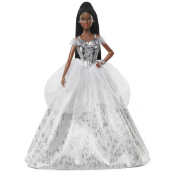 Barbie Signature 2021 Holiday boneca colecionável Mattel morena vestido longo prateado cabelo trançado GXL22 2021