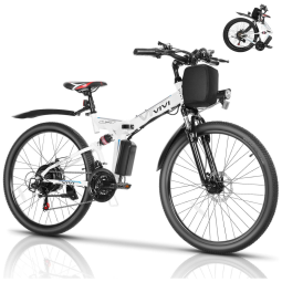 VIVI Bicicleta Elétrica Motorizada 21 Velocidades e 3 Modos, 350W, Preta. Branca
