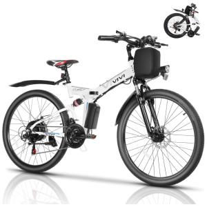 VIVI Bicicleta Elétrica Motorizada 21 Velocidades e 3 Modos, 350W, Preta. Branca