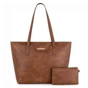 Bolsa de Ombro Feminina em Couro Sintético com Carteira, Montana, Marrom