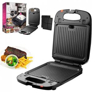 Sanduicheira e máquina de Waffle Elétrica 2 em 1 Ferro Aço Inoxidável