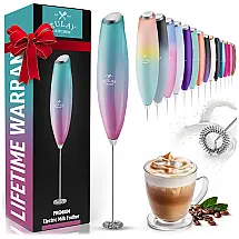 Espumador Elétrico de Leite a Bateria, e Roxo, ZULAY KITCHEN No Stand 12,500 RPM, Azul