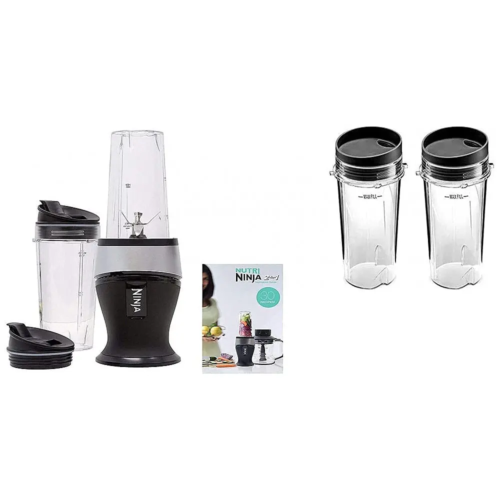 Liquidificador Pessoal Portátil com Copos e Livro de Receitas, 110V, Ninja, Preto