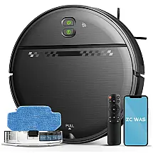 Robô Aspirador e Mop ZC WAS 2 em 1 Preto com WiFi e Comando de Voz para Pelos de Pet