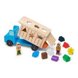Caminhão Basculante Infantil de Madeira com Blocos de Formas Coloridas e Bonecos para Crianças Acima de 3 Anos, Melissa & Doug