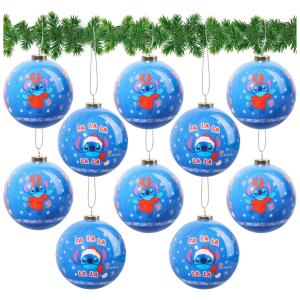Enfeites de Natal Disney Stitch, Conjunto com 10 Decorações de Árvore, Bolas Decorativas Penduráveis para Decoração de Natal