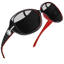 Óculos de Sol Feminino com Proteção UV, Joopin A23, Preto, Vermelho e Cinza