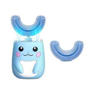 Escova de dentes elétrica automática infantil com escovas em forma de U, escova de dentes de escova de dentes macia de sílica gel macia