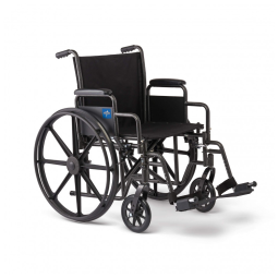 Cadeira de Rodas Dobrável Medline Preto Confortável com Braços de Mesa e Apoio de Pés Deslocável Modelo Medline Comfortable Folding