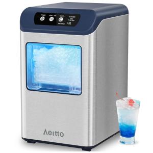 Máquina de Gelo Mastigável 25 kg em 24H com Liberação Rápida de Gelo em 5 Minutos, Recarga Automática de Água, e Função Autolimpeza, 110V