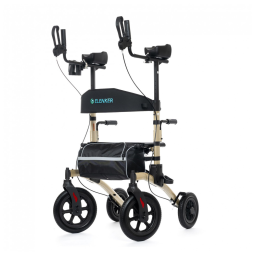 Andador para Idosos e Adultos com Assento e Design Dobrável Compacto, até 136 Quilos, ELENKER, Champanhe