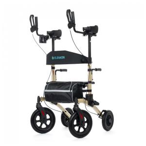 Andador para Idosos e Adultos com Assento e Design Dobrável Compacto, até 136 Quilos, ELENKER, Champanhe