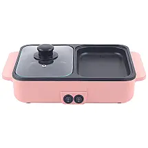 Churrasqueira Elétrica Grill 2 em 1 com Controle de Temperatura, 110V, DYRABREST, Rosa