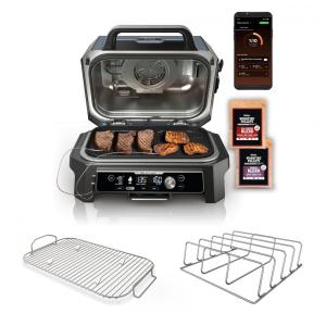 Kit rack costela e suporte assar Ninja Woodfire aço para churrasqueiras OG800 OG900