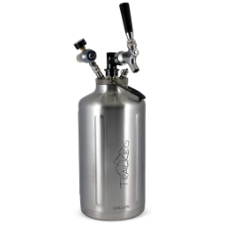 TrailKeg Chopeira Portátil 5L com Torneira e Regulador de CO2, Aço Inoxidável, Prata