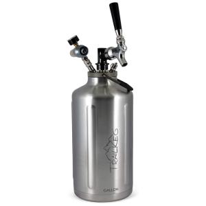 TrailKeg Chopeira Portátil 5L com Torneira e Regulador de CO2, Aço Inoxidável, Prata