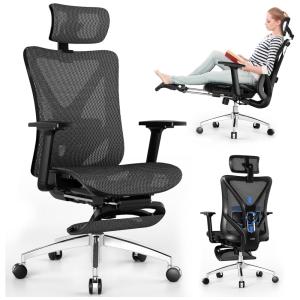 Cadeira de Escritório Ergonômica e Ajustável para até 136 KG, GABRYLLY, Azul