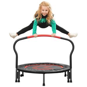 Cama Elastica Infantil com Diâmetro e Corrimão Ajustável para até 70 kg, PELPO Kids F 38B, Preto