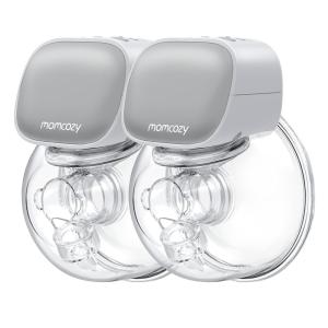 Bomba Tira Leite Dupla Elétrica Portátil 2 Modos e 5 Níveis de Sucção, MOMCOZY S12 22, Cinza