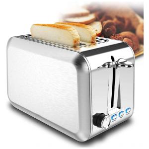 Torradeira de 2 Fatias com 7 Níveis de Tostagem, Aço Inoxidável, 1000W, 110v, DEAR MORNING, Prateado