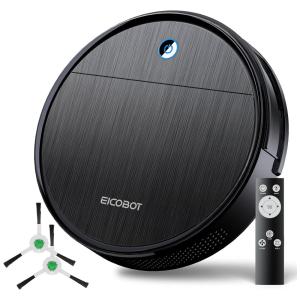 Aspirador Robô com Sucção Forte 2300Pa, sem Emaranhados, Silencioso, Tempo de Execução 2H e Carregamento Automático, 110V, EICOBOT, Preto