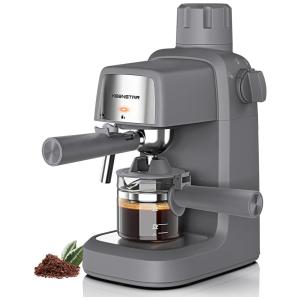 Máquina de Café em Aço Inoxidável com Bocal de Leite e Controle de Temperatura, 110V 800W, KEENSTAR, Cinza