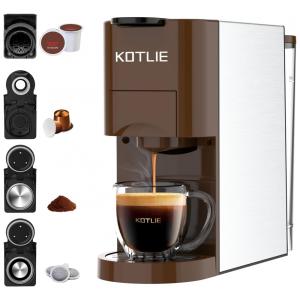Máquina de Café Expresso 4 em 1 para 3 Estilos de Capsula e Café Moído, 110V 1450W, KOTLIE Marrom