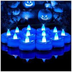 Kit de Velas LED de Decoração a Bateria para Halloween 24 Unidades, Azul