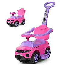 Carrinho de Passeio Infantil 3 em 1 com Buzina, Música, Luz e Proteção de Braço para Crianças de 1 a 3 Anos, Costzon, Rosa