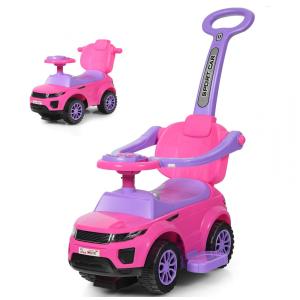 Carrinho de Passeio Infantil 3 em 1 com Buzina, Música, Luz e Proteção de Braço para Crianças de 1 a 3 Anos, Costzon, Rosa