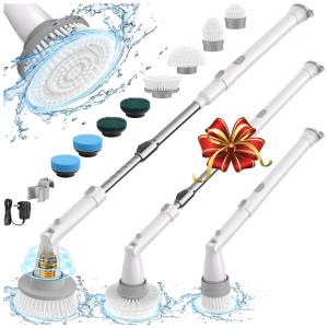 Vassoura Elétrica Rotativa 360 sem Fio com Cabo Flexível e 4 Acessórios, 110v, SWEEPULIRE, Branco