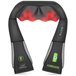 Massageador Shiatsu Elétrico Portátil para Ombros e Costas, Bivolt, SNAILAX, Preto