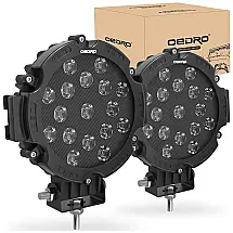 Farol de Milha LED Off Road com 5100 Lúmens para Barco, Jeep, ATV, SUV 12V, 51W, 2Un, oEdRo, Preto