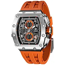 Relógio Masculino Analógico Quartzo TSAR BOMBA TB 8204SGLZHX Laranja/Prata, Cronógrafo e À Prova d'Água 50m