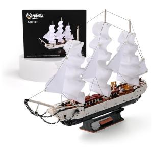 Kit de Construção Navio Veleiro Suomen Joutsen com 1672 Peças, Nifeliz, Branco