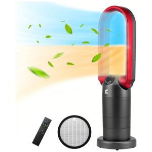 Ventilador de Mesa sem Lâminas 3 em 1 Purificador de ar HEPA, Aquecedor Cerâmico Auto ECO com Termostato e Temporizador, 1500W, Ocean Loong