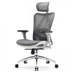 Cadeira Ergonômica de Escritório SIHOO M57 Cinza Claro, Apoio Lombar Ajustável, Braços 3D, Encosto Alto em Malha, Modelo M57-M114